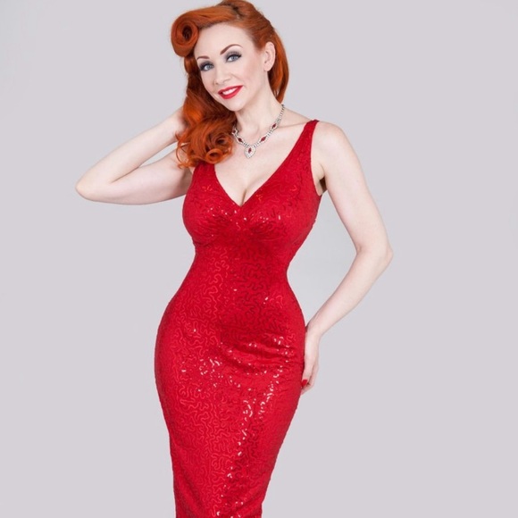 Tatyana Dresses & Skirts - Tatyana Bettie Page Marilyn Red Sequin Dress